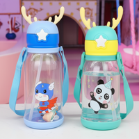 Cute Animal Kids Water Bottle for School – Portable Leakproof Straw Bottle