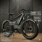 Professional Electric Bike For Adults, 26 X 4.0 Inches Fat Tire Electric Mountain Bicycle, 1000W Motor 48V 15Ah Ebike For Trail Riding, Excursion And Commute, UL And GCC Certified