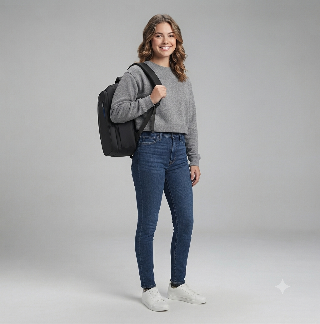Casual Laptop Backpack – Waterproof Polyester Office, School & College Bag for Boys & Girls