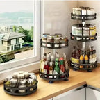3-Tier 360° Rotating Spice Organizer Rack – Multi-Layer Kitchen Storage Stand for Spices, Bottles & Condiments (Assembly Required)