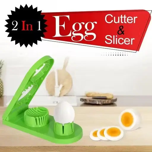 Rimoal 2 in 1 Egg Cutter and Slicer – Plastic Kitchen Tool (Green)
