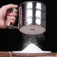 Stainless Steel Flour Sifter for Baking Double Layer Fine Mesh Baking Sieve with One Hand Press Handle for Sifting Flour Sugar Cocoa Powder